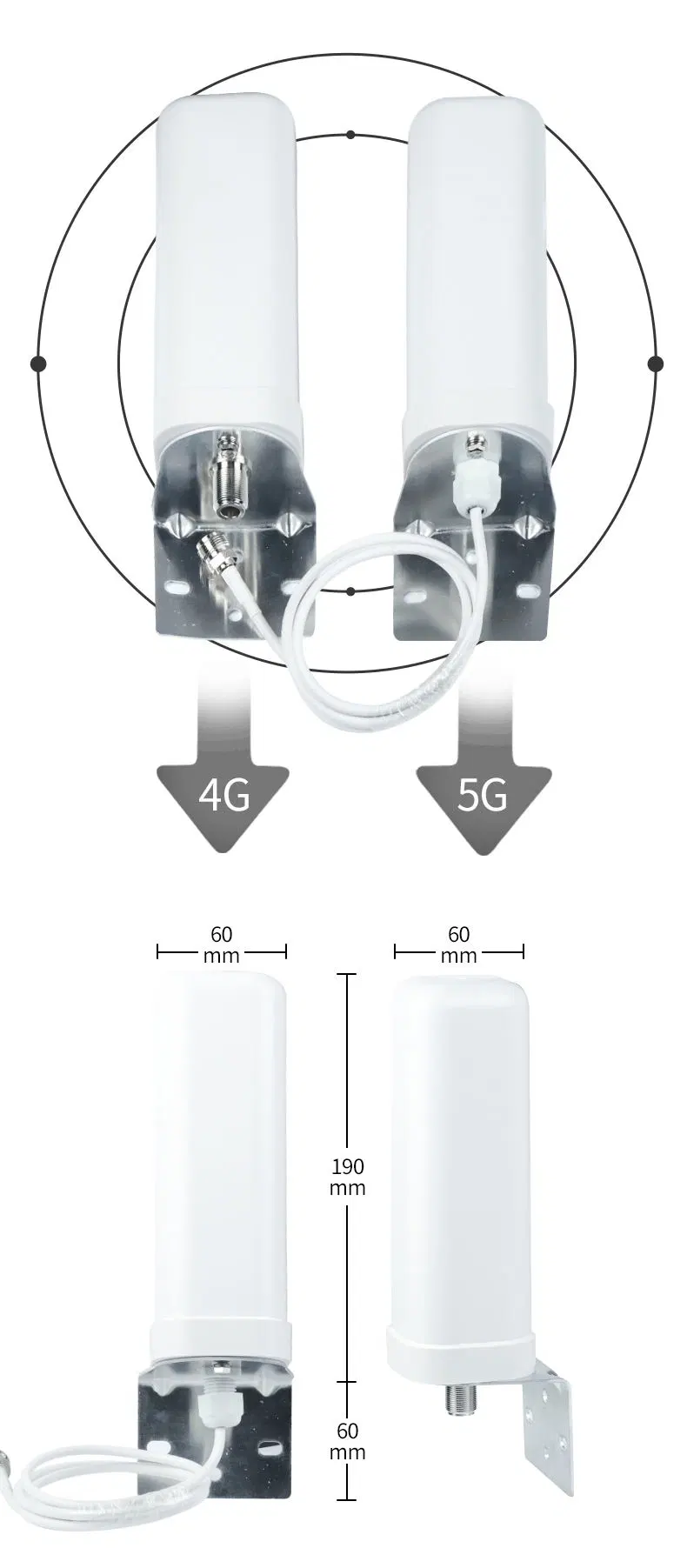 High Gain Omnidirectional Broadband Marine Base Station 698-3800MHz Waterproof Outdoor LTE 4G 5g Antenna